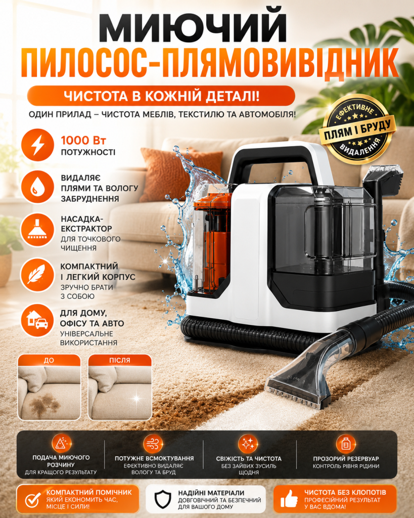 Миючий пилосос для дому та авто